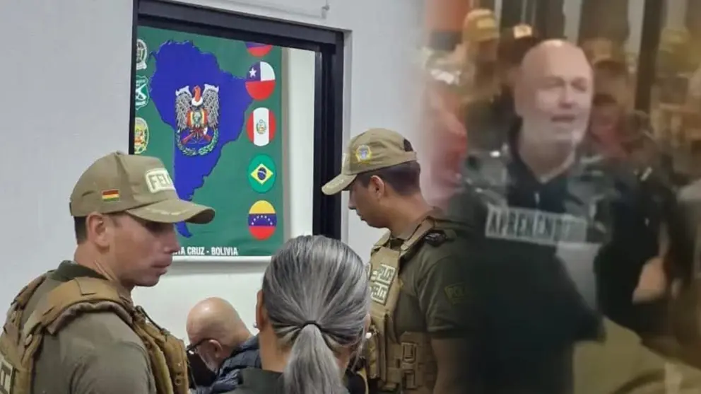 Arturo Murillo, a su arribo a Bolivia. RRSS