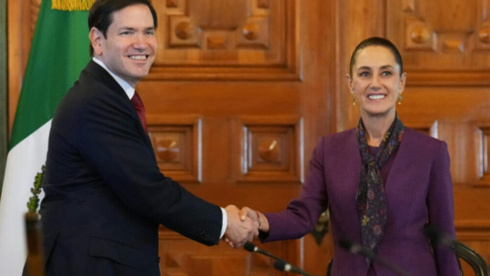 El jefe de la diplomacia estadounidense Marco Rubio y la presidente mexicana Claudia Sheinbaum. 3 de septiembre de 2025. 