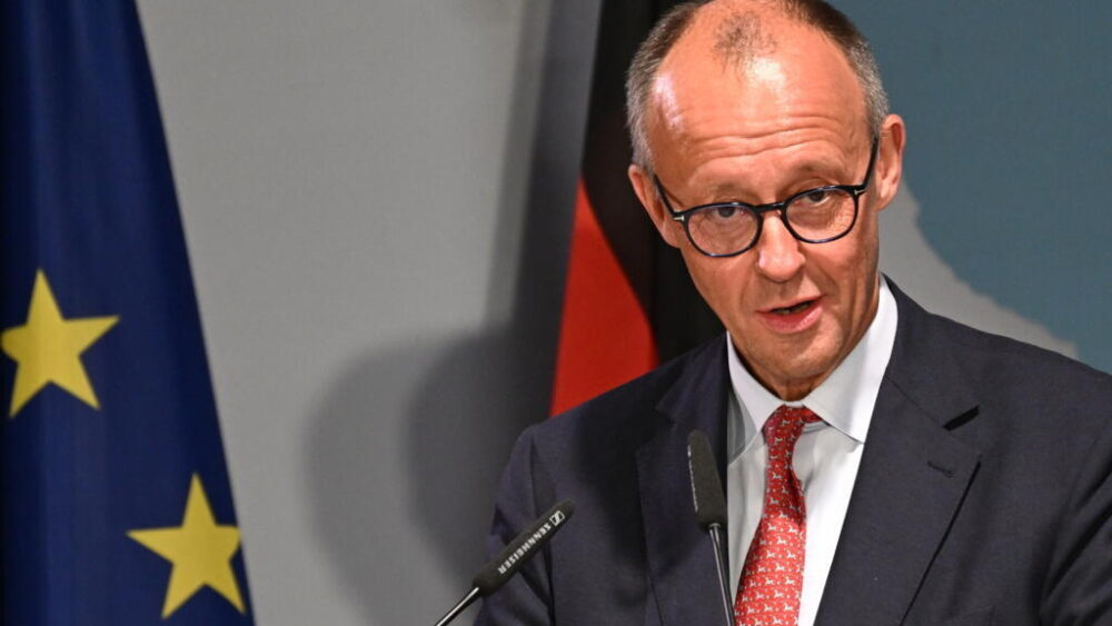 El jefe de gobierno alemán, Friedrich Merz, durante la conferencia anual de embajadores alemanes, en Berlín, el 8 de septiembre de 2025