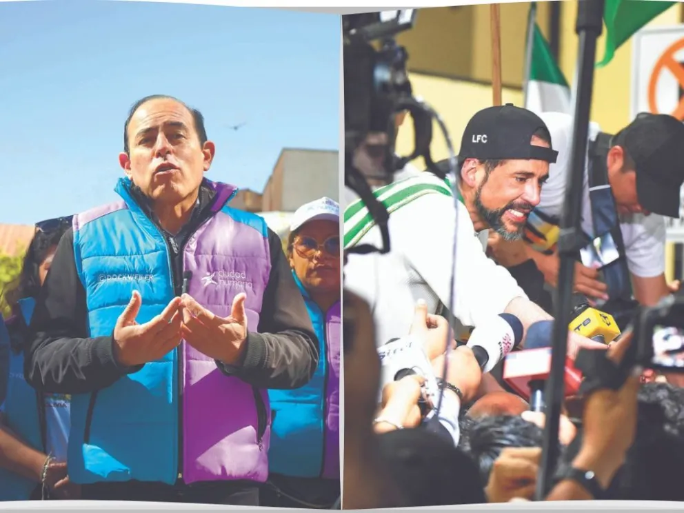 César Dockweiler (izquierda), en una actividad y Fernando Camacho (derecha), después de arribar a Santa Cruz. FOTOS: APG