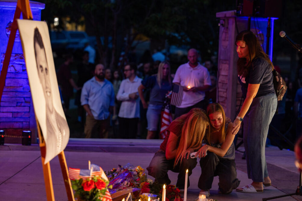 Vigilia el 11 de septiembre de 2025 en memoria de Charlie Kirk en Orem, el suburbio de Salt Lake City, en Utah, donde el activista conservador fue asesinado el día anterior.