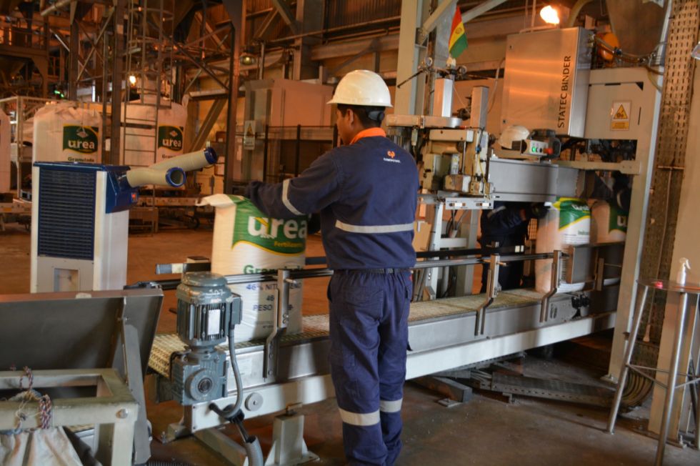 Bolivia produce 384.848 toneladas métricas de urea entre enero y agosto