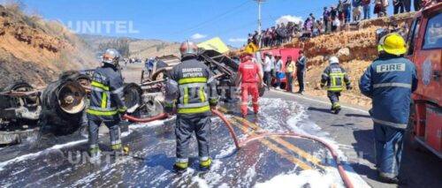 Sube a tres la cifra de muertos por el camión que ardió en plena ruta nueva Cochabamba – Santa Cruz