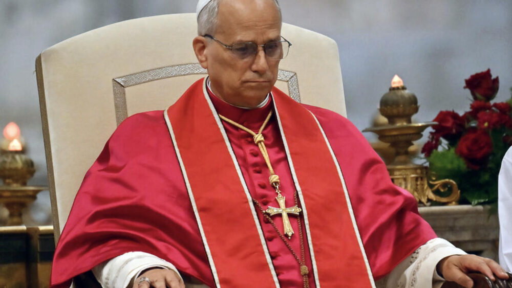 El papa León XIV, el 14 de septiembre de 2025 en la Basílica de San Pablo Extramuros de Roma