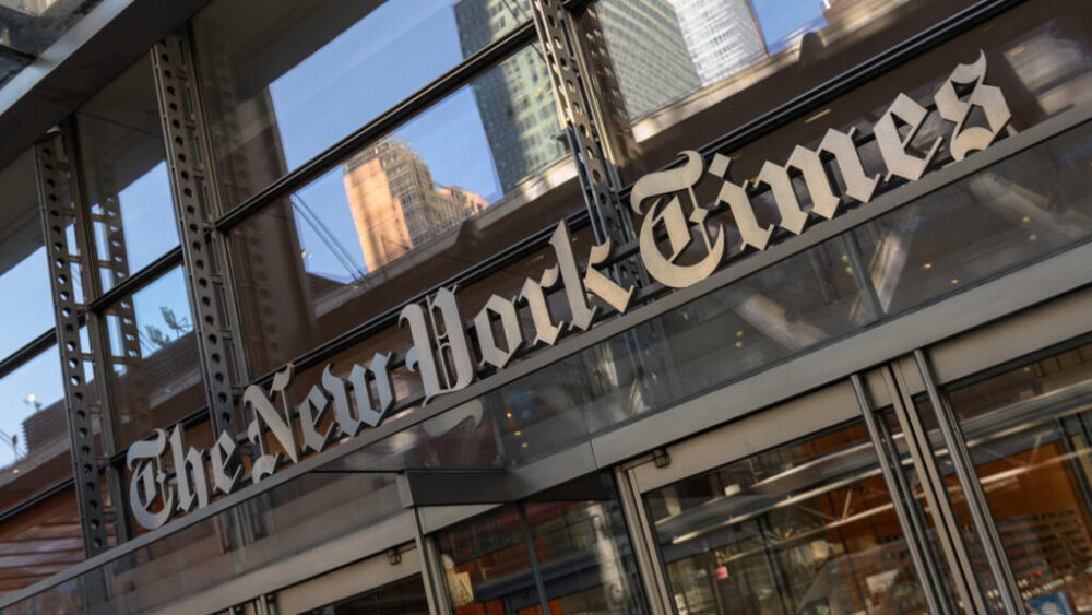 Entrada de la sede de The New York Times