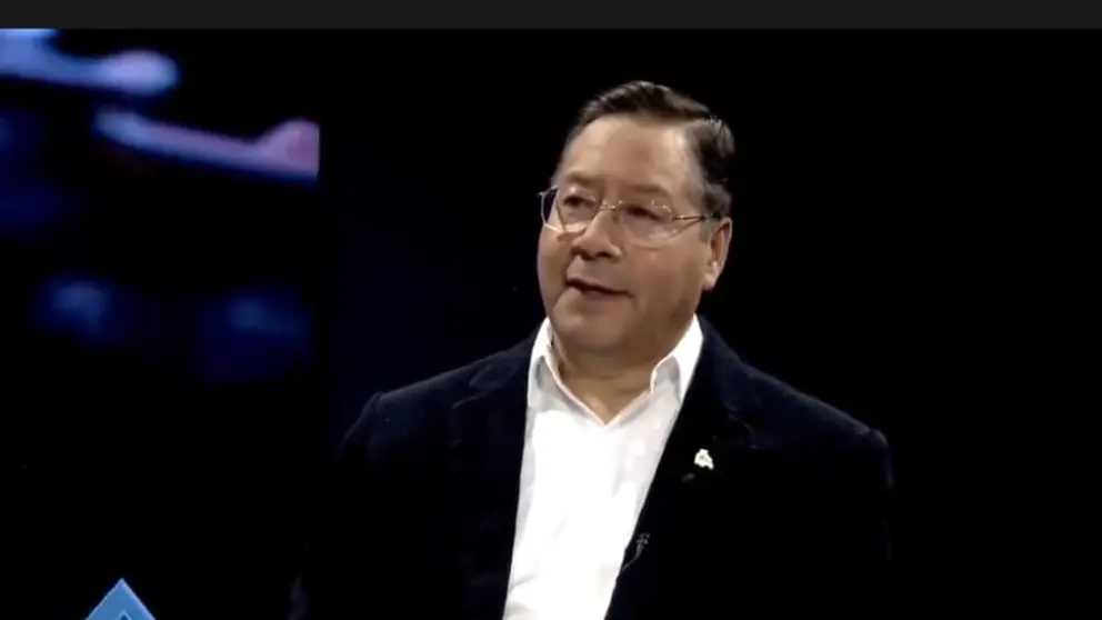 El presidente Luis Arce, durante su entrevista en el medio DTV. CAPTURA DE PANTALLA