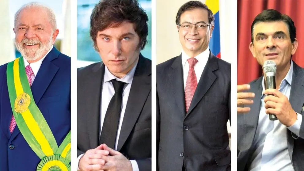 De izquierda a derecha, Lula da Silva, Javier Milei, Gustavo Petro y Rodrigo Paz. / RRSS