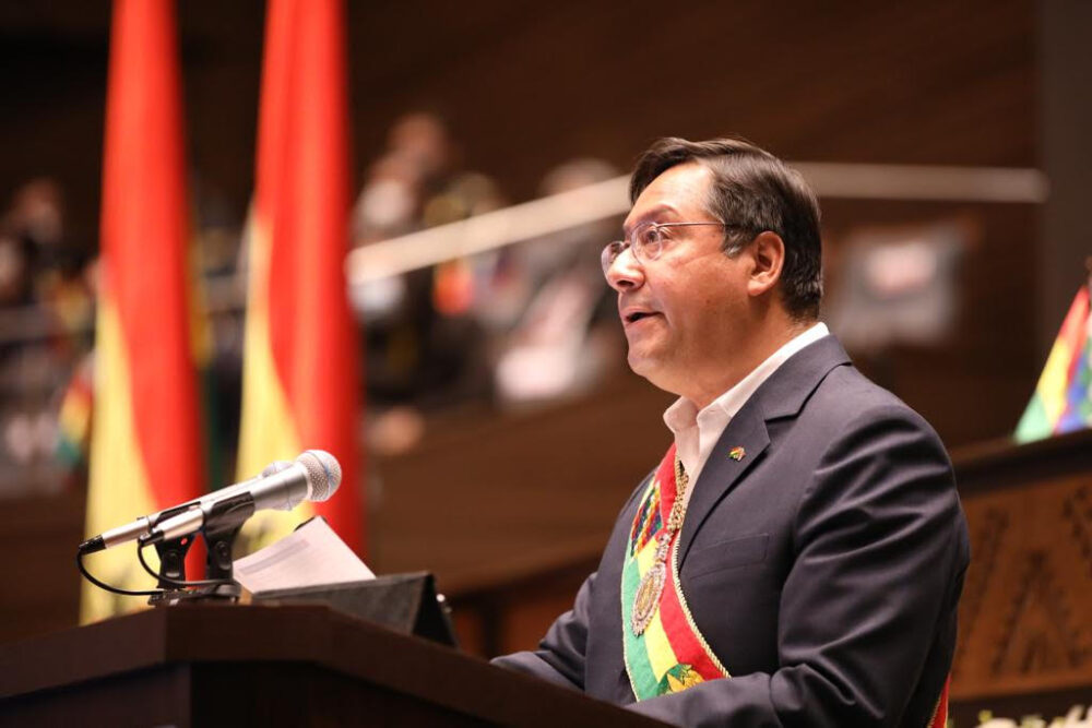 Presidente Luis Arce en un acto oficial en 2024. Foto archivo Presidencia