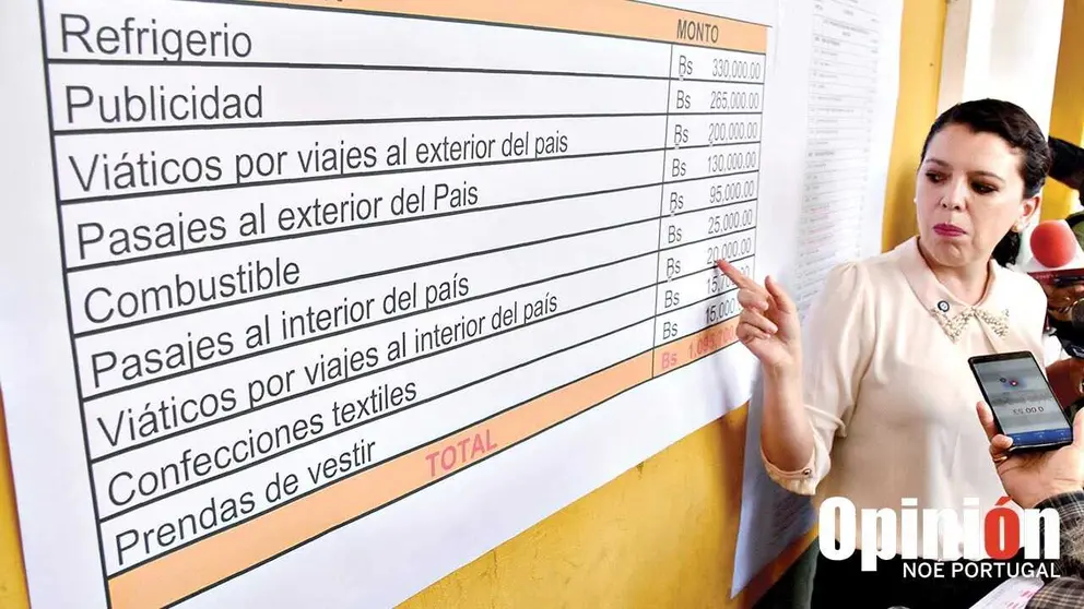 La concejala Daniela Cabrera expone montos presupuestados por el Concejo./ NOÉ PORTUGAL