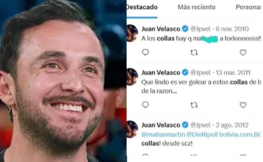 Juan Pablo Velasco y sus tuits racistas. Foto RRSS