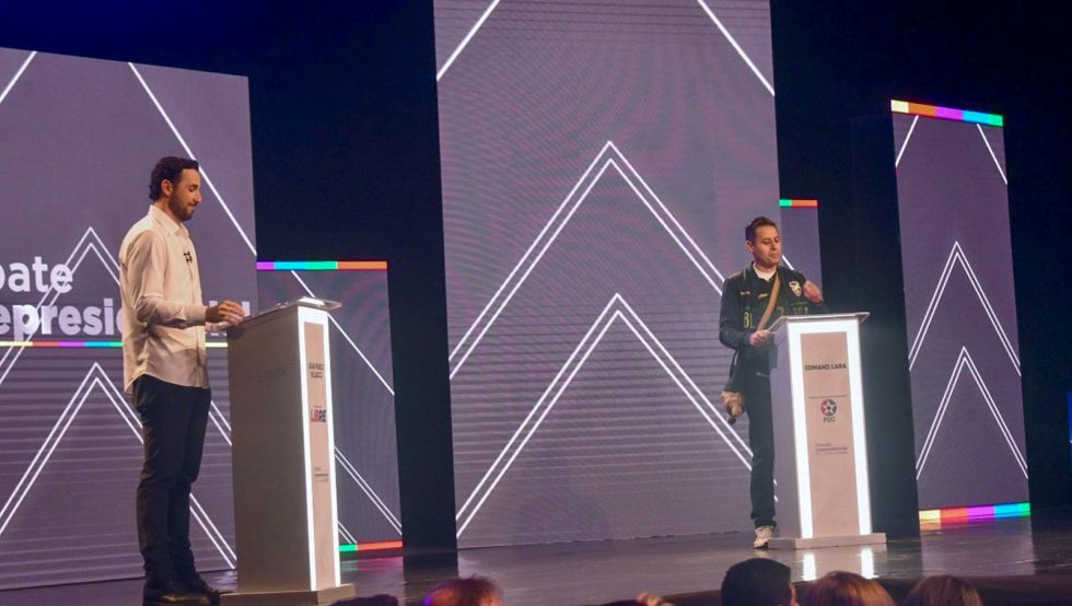 Juan Pablo Velasco y Edmand Lara en el debate Vicepresidencial