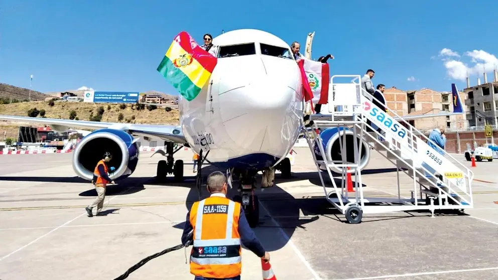La llegada de la aeronave al aeropuerto Alejandro Velasco Astete, de Cusco, el 24 de julio. / MELISSA REVOLLO