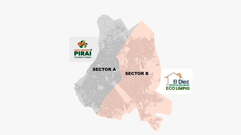 La ciudad está subdividida en dos sectores La ciudad está subdividida en dos sectores