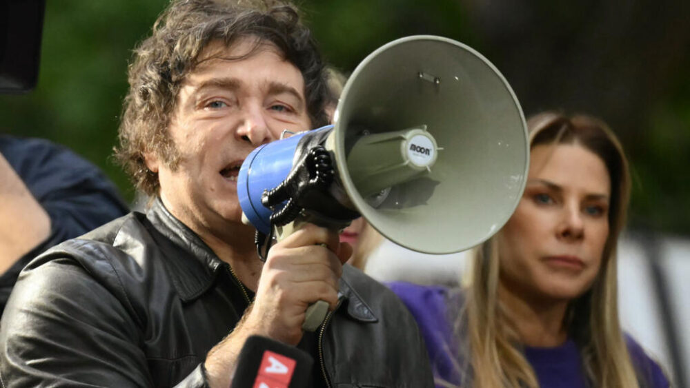 El presidente de Argentina, Javier Milei, en un acto de la campaña electoral el 17 de octubre de 2025 en Buenos Aires.