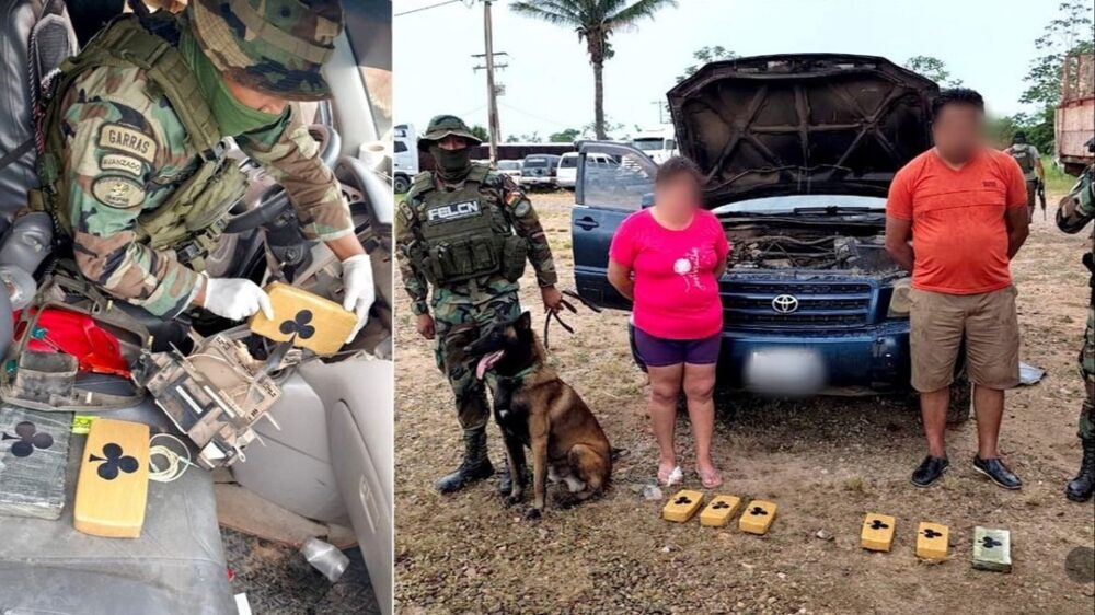 Incautan paquetes de droga con símbolos de trébol tras la aprehensión de dos traficantes