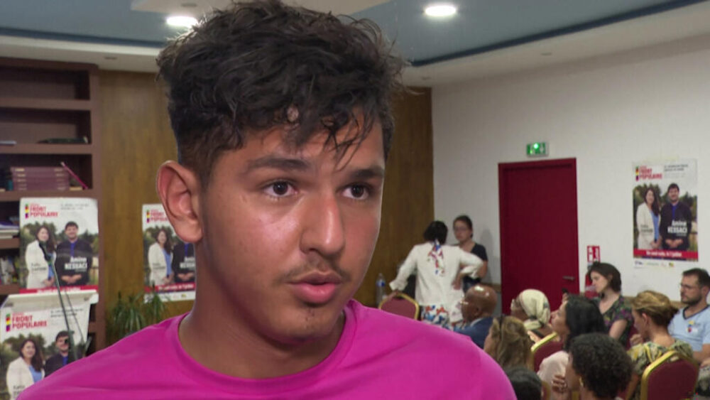 Mehdi Kessaci, en una imagen tomada de un vídeo de la AFP grabado el 7 de julio de 2024