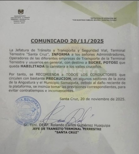 Reanudan los viajes a la zona de los Valles cruceños 