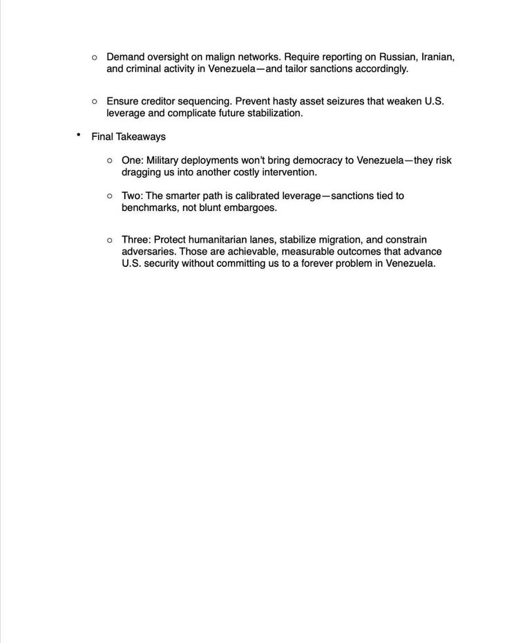 'Talking points' que, según Thor Halvorssen, Juan González consultó al grupo.