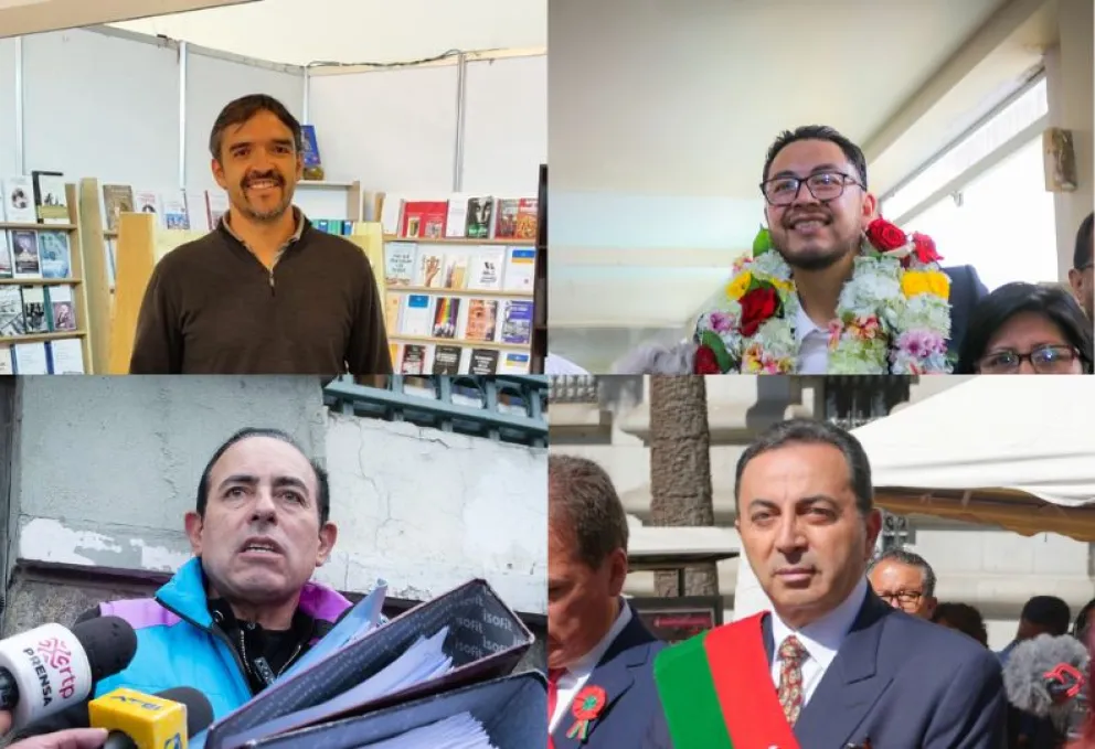 Xavier Iturralde, Rodrigo Rivera, César Dockweiler y Pierre Chain, son algunos de los aspirantes a la alcaldía de La Paz. Foto: Composición Visión 360.