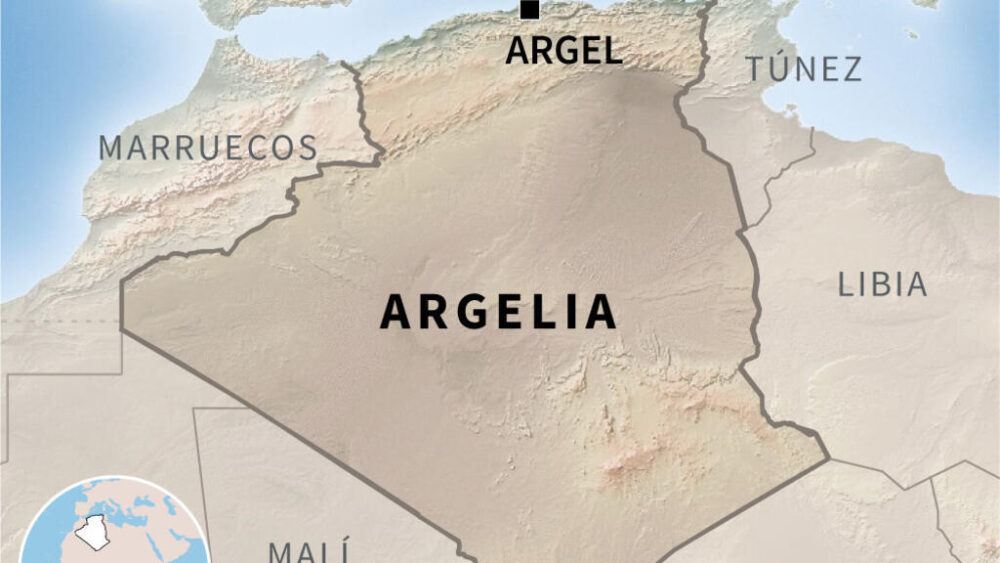 Mapa de Argelia en que se ubica Argel, capital del país