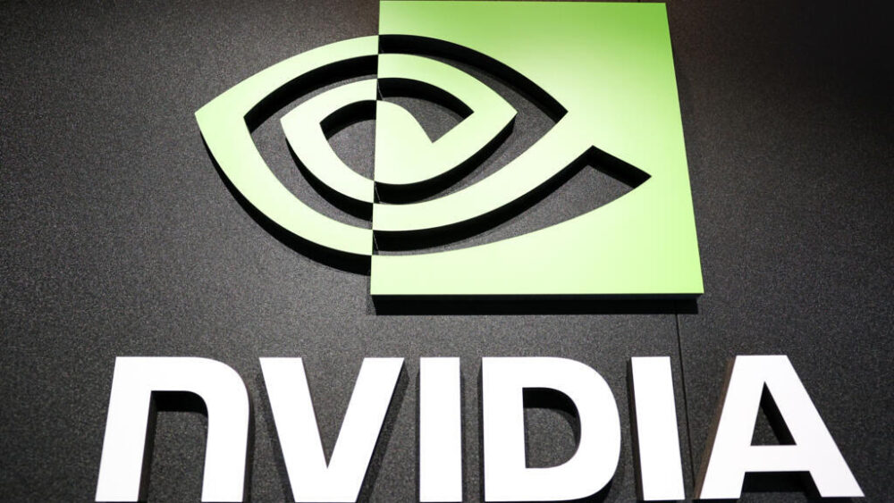 El logotipo de Nvidia durante una exposición en Taipéi el 21 de mayo de 2025.