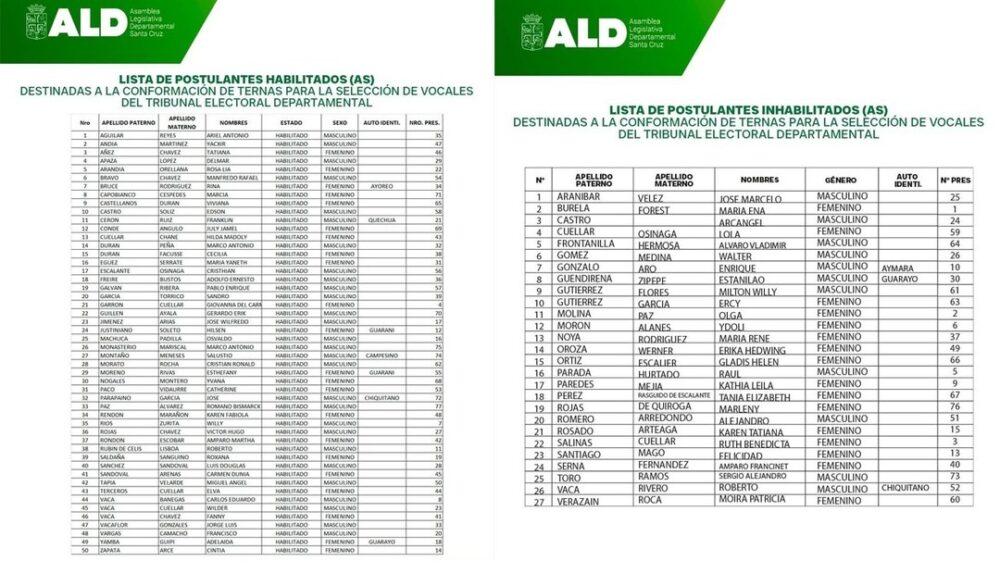 Vocales nacionales, académicos y funcionarios electorales compiten por el TED-Santa Cruz- Vocales nacionales, académicos y funcionarios electorales compiten por el TED-Santa Cruz