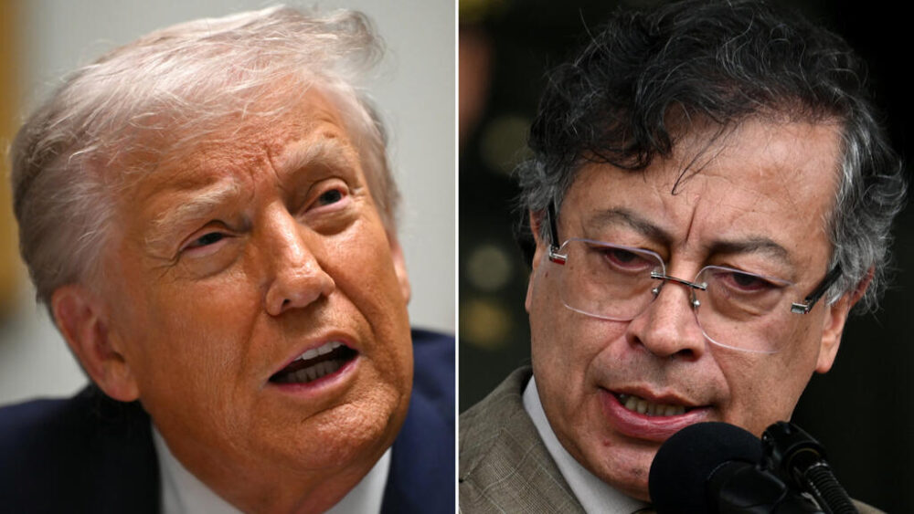 Una combinación de imágenes del 10 de diciembre de 2025 de los presidentes de EEUU, Donald Trump (izq.), y Colombia, Gustavo Petro, tomadas en Washington y Bogotá, respectivamente