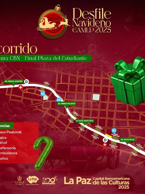 El recorrido del Desfile Navideño 2025. El recorrido del Desfile Navideño 2025.