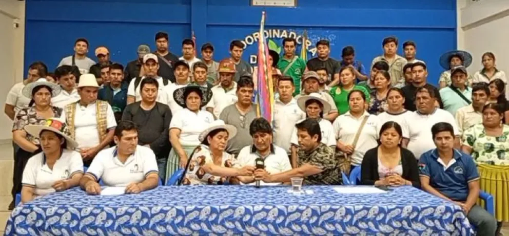 Conferencia de prensa brindada por la organización política, Evo Pueblo. Foto: Captura de video