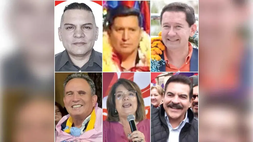 Los candidatos a la Alcaldía Anaya (LIBRE), Mendoza (FRI), Sánchez (NGP), Bellott (Soluciones con Todos), Molina (Unidos) y Reyes Villa (APB Súmate). / COMPOSICIÓN OPINIÓN