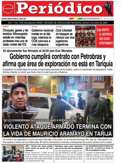 Portadas de los periódicos de Bolivia del viernes 9 de enero del 2026