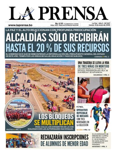 Portadas de los periódicos de Bolivia del jueves 8 de enero del 2026