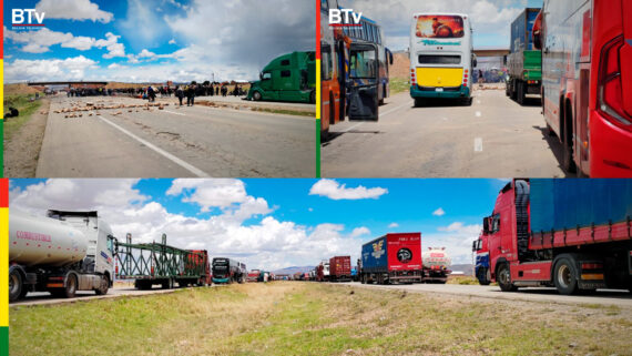 Más de 230 de vehículos de carga pesada y liviana están varados en el puente Vilaque y Konani en La Paz