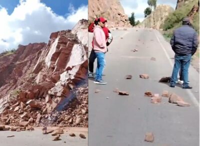 Manifestantes desprenden piedras a dinamitazos y ponen en riesgo a pasajeros en Parotani – Confital