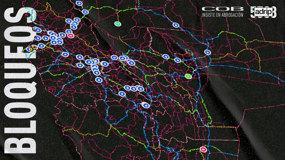 Imagen referencial de los bloqueos en Bolivia contra el decreto 5503. COMPOSICIÓN ADRIANO LENAZ