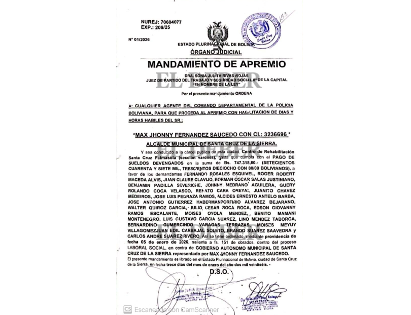 Emiten mandamiento de apremio contra el alcalde Jhonny Fernández - Emiten mandamiento de apremio contra el alcalde Jhonny Fernández