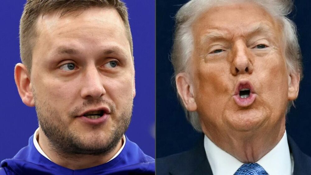 "Nos enfrentamos a una crisis geopolítica, y si tenemos que elegir entre Estados Unidos y Dinamarca aquí y ahora, elegimos a Dinamarca", declaró Jens-Frederik Nielsen en una rueda de prensa en Copenhague. Fotomontaje de Nielsen y el presidente de EEUU, Donald Trump.