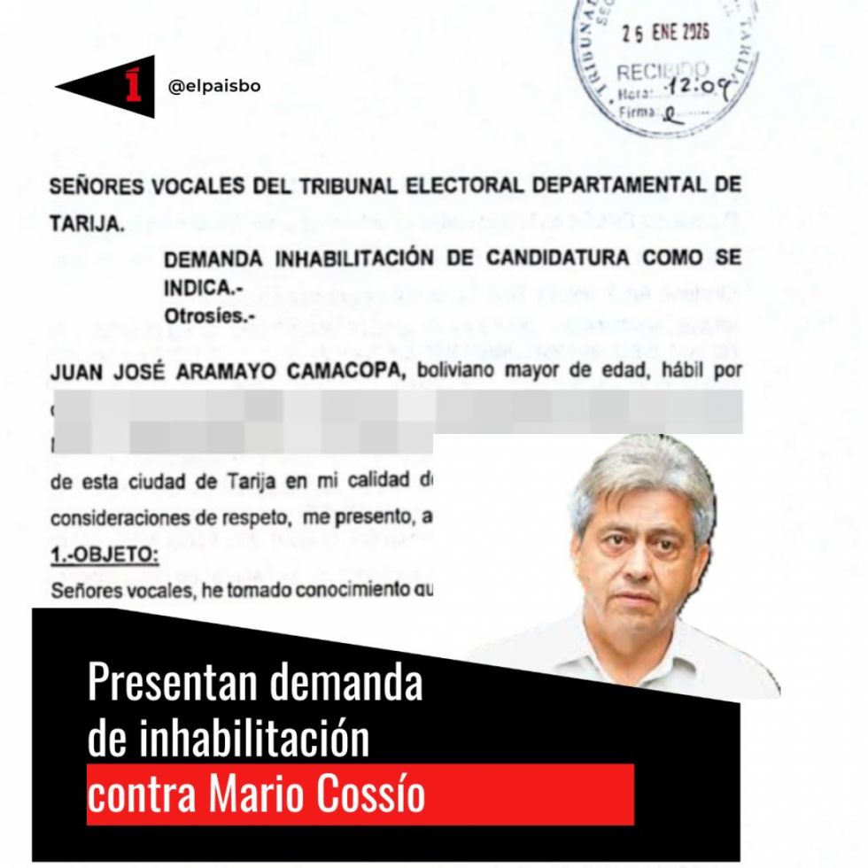 Presentan demanda de inhabilitación contra Mario Cossío