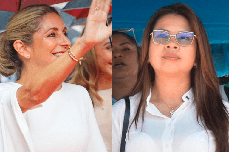 Elena Urquidi primera dama de la nación y Diana Romero diputada nacional y esposa del vicepresidente