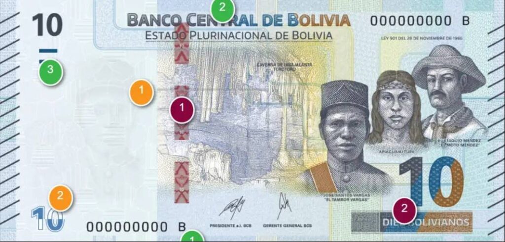 Billete de Bs 10 de la serie B que ahora no tiene validez.