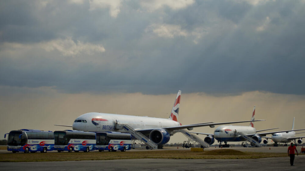 Unos aviones de la compañía British Airways, estacionados el 18 de marzo de 2020 en el aeropuerto internacional José Martí, en La Habana