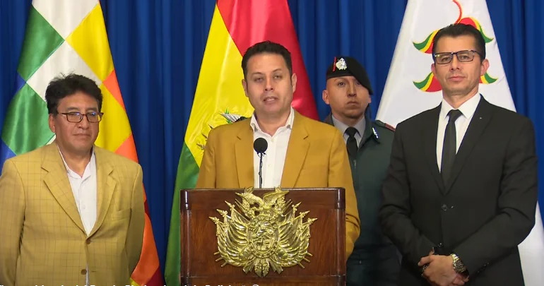 El vicepresidente Edmand Lara brinda una conferencia de prensa. (Captura: Vicepresidencia)