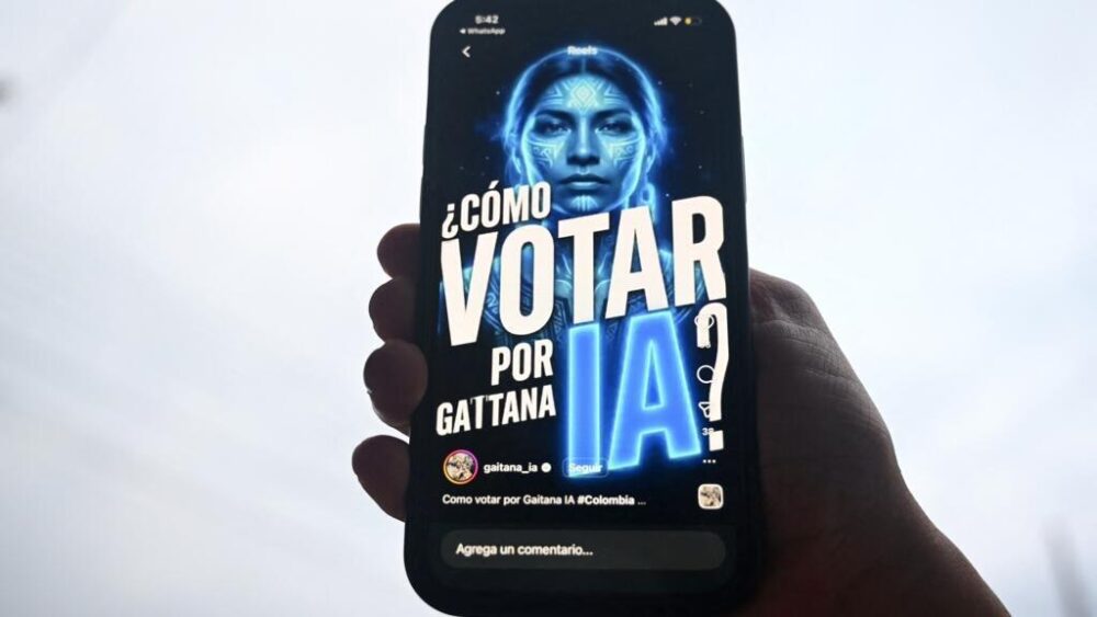 La inteligencia artificial Gaitana, representada en las redes sociales como una mujer de piel azul, se presentará como candidata a las elecciones legislativas de Colombia.