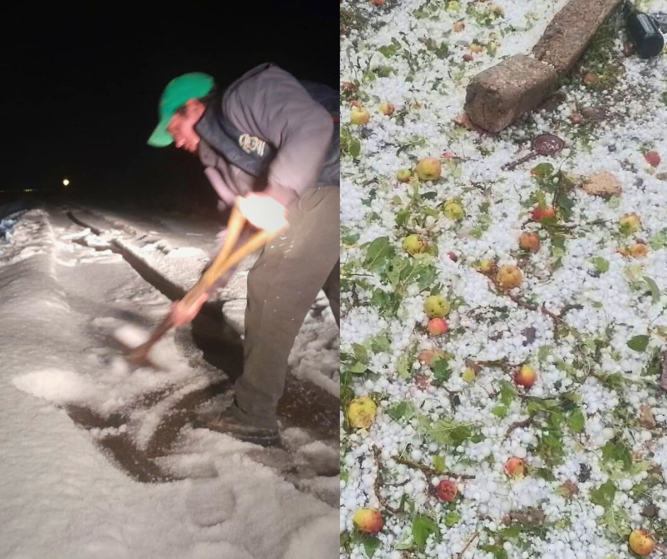 Granizada caída en el municipio de Yunchará en Tarija. Foto: BTV y Visión del Sur.