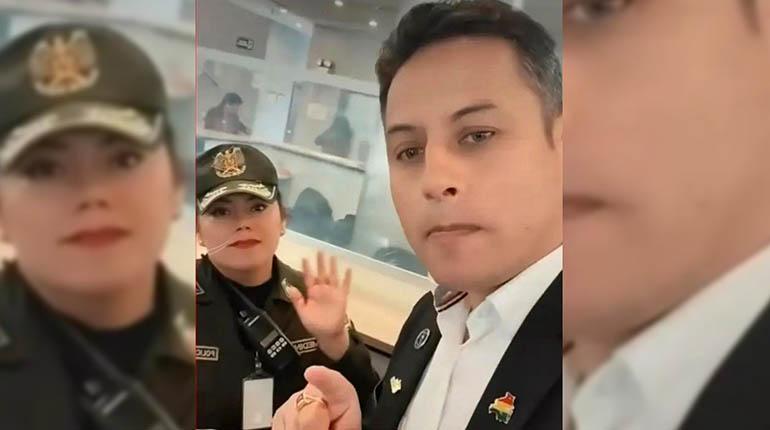 El vicepresidente de Bolivia, Edmand Lara, denunció que fue restringido por la jefa de seguridad del edificio central, la teniente coronel Lizeth Medina. | Urgente.bo.