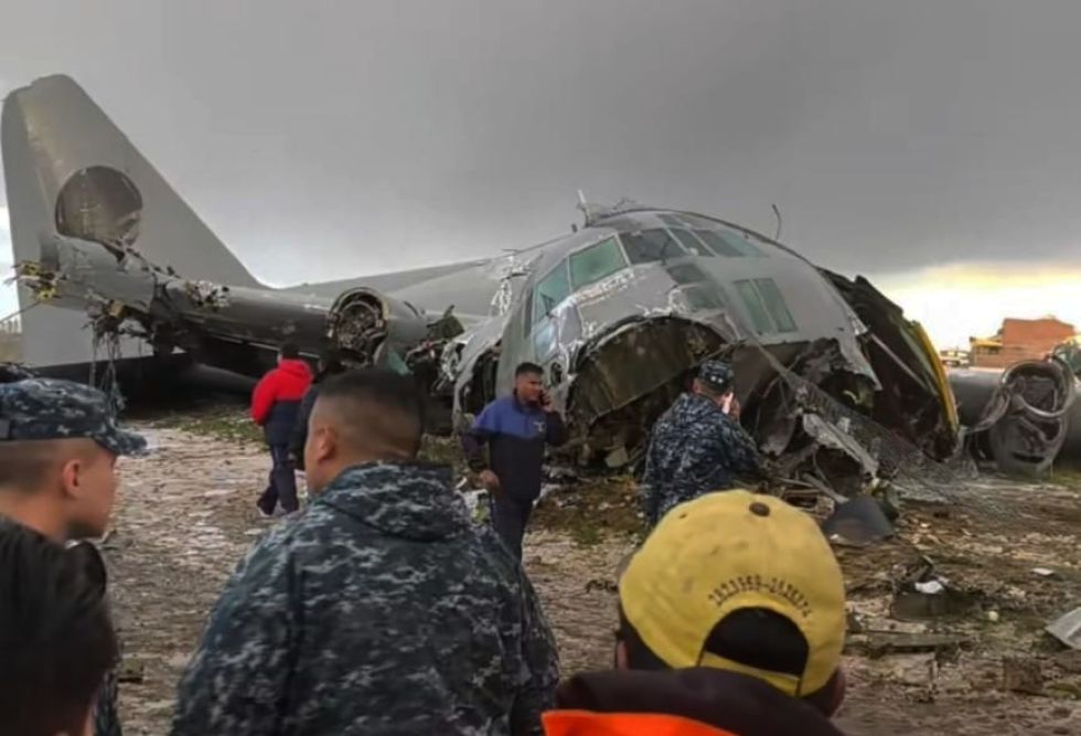 El avión accidentado en El Alto.