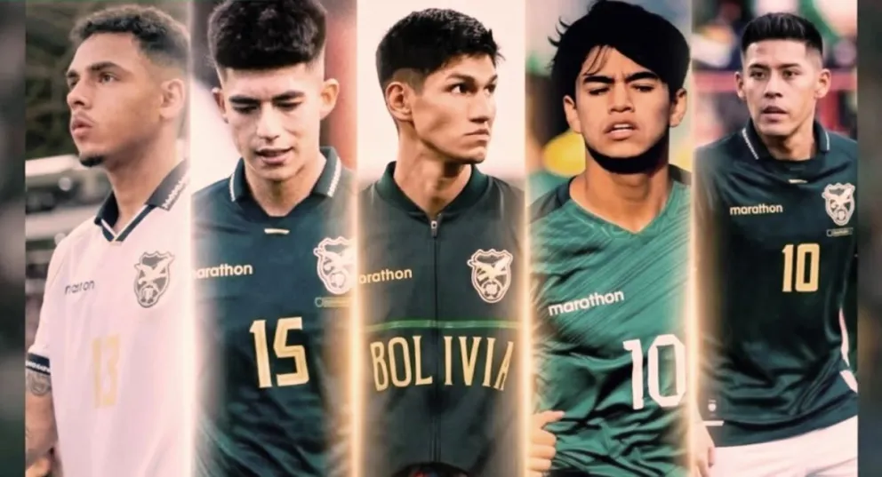 Paniagua, Villamil, Torrez, Maraude y Vaca de la Selección boliviana. Foto: Imp. Dep.