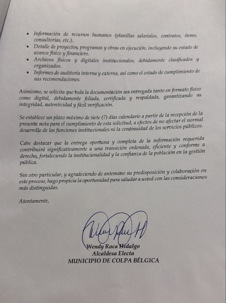 Alcaldesa electa de Colpa Bélgica pide informes y denuncia despidos- Alcaldesa electa de Colpa Bélgica pide informes y denuncia despidos
