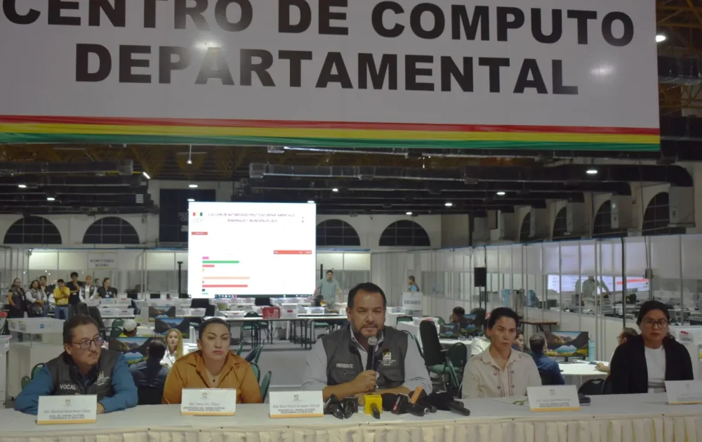Vocales del TED Santa Cruz brinda una conferencia de prensa. (Foto: TED Santa Cruz)