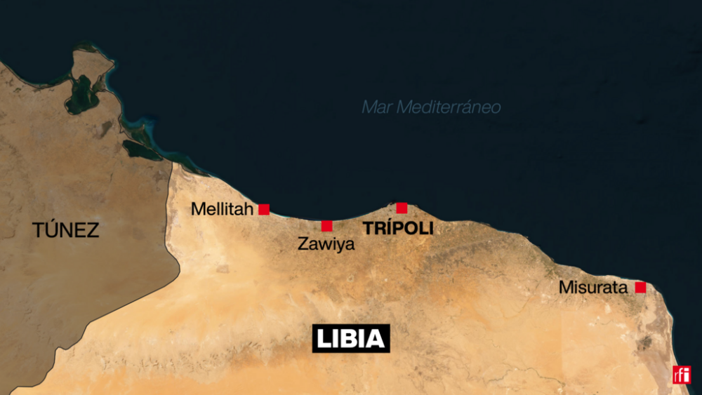 Las localidades de Mellitah, Misurata, Trípoli y Zawiya, donde se encuentran oficiales y expertos ucranianos.